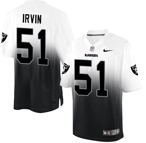Nike Raiders #51 Bruce Irvin White/Black Men's Stitched NFL Elite Fadeaway Fashion Jersey - Click Image to Close